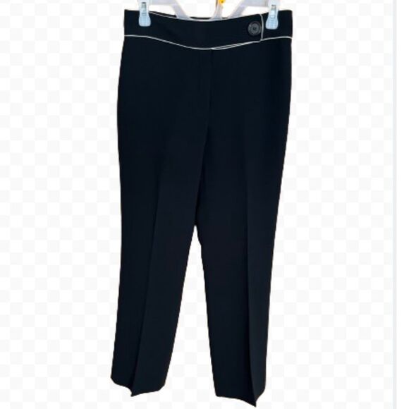 Tahari ASL Women’s Black with White Trim Business/Office Casual Pants Sz-4P - Picture 1 of 5